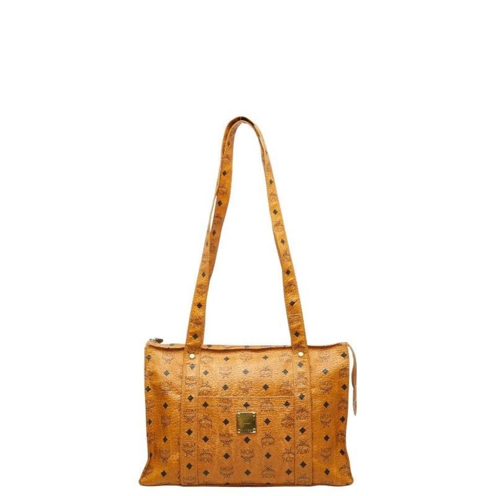 MCM Visetos Monogram Leather Tote Bag Brown